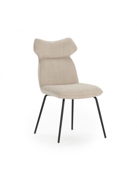 Silla moderna de comedor DARA en tejido y metal negro