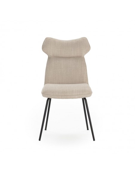Silla moderna de comedor DARA en tejido y metal negro
