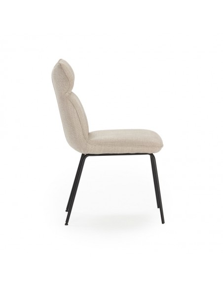 Silla moderna de comedor DARA en tejido y metal negro