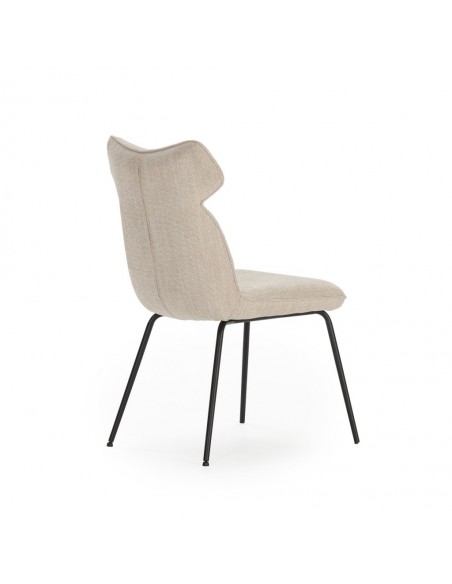 Silla moderna de comedor DARA en tejido y metal negro