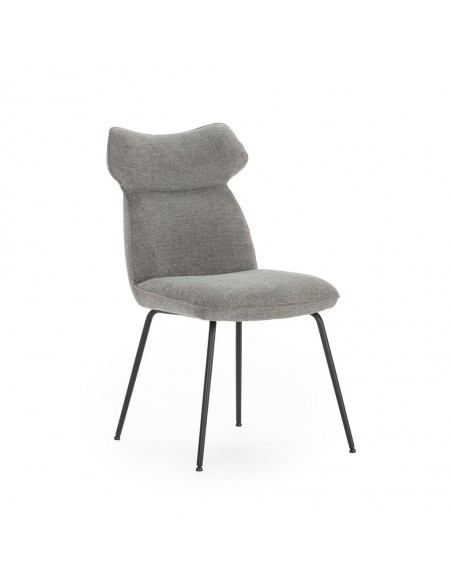 Silla moderna de comedor DARA en tejido y metal negro