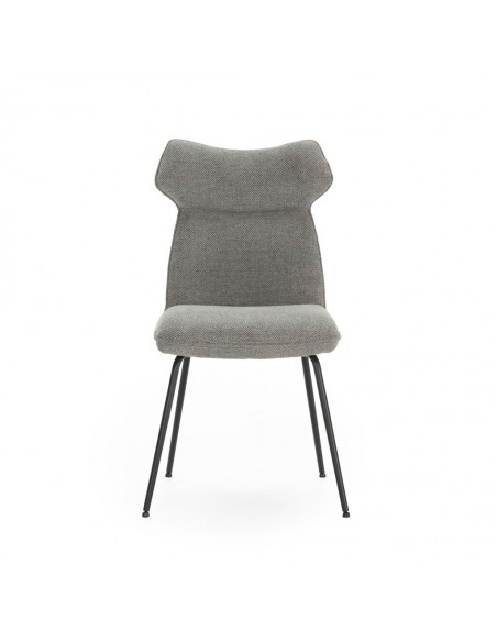 Silla moderna de comedor DARA en tejido y metal negro