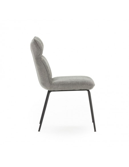 Silla moderna de comedor DARA en tejido y metal negro