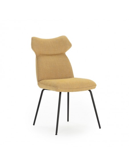 Silla moderna de comedor DARA en tejido y metal negro