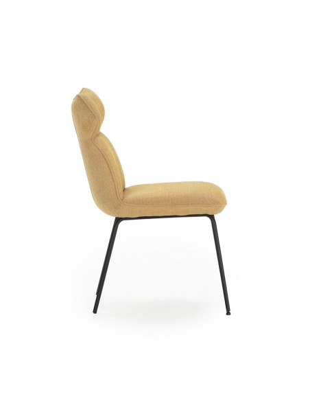 Silla moderna de comedor DARA en tejido y metal negro