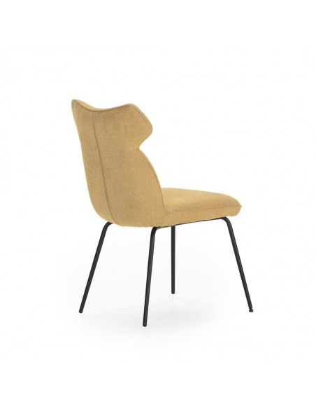 Silla moderna de comedor DARA en tejido y metal negro