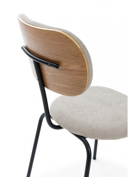 Silla de comedor estilo industrial DASH, tejido y metal negro