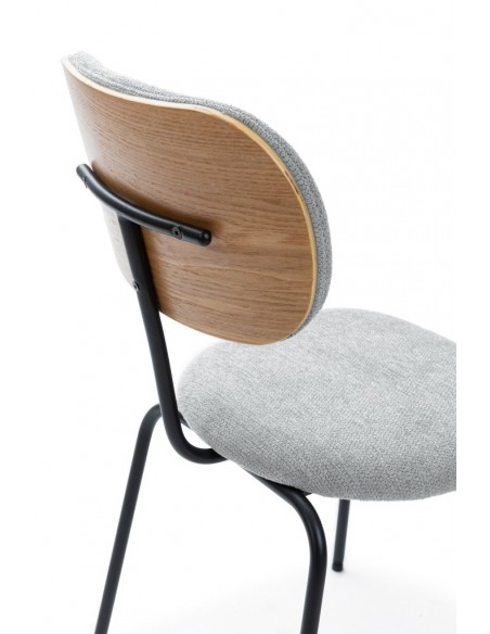 Silla de comedor estilo industrial DASH, tejido y metal negro