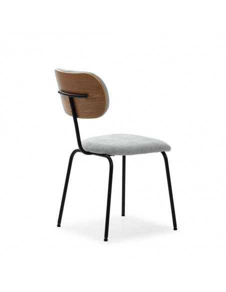 Silla de comedor estilo industrial DASH, tejido y metal negro