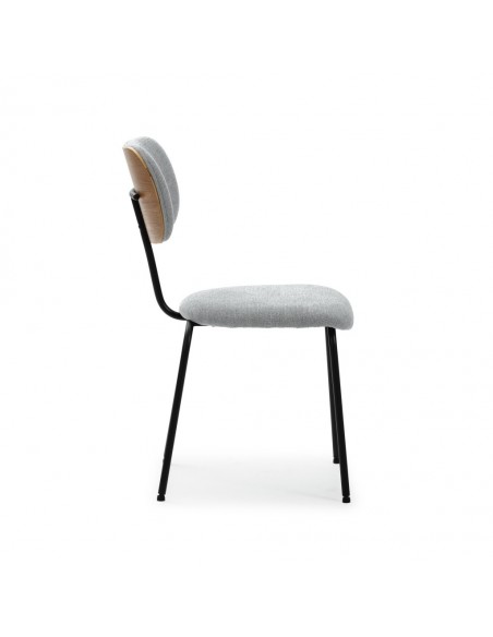 Silla de comedor estilo industrial DASH, tejido y metal negro