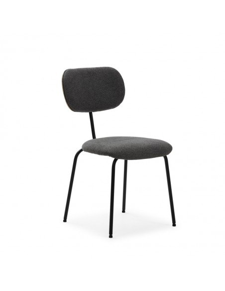 Silla de comedor estilo industrial DASH, tejido y metal negro