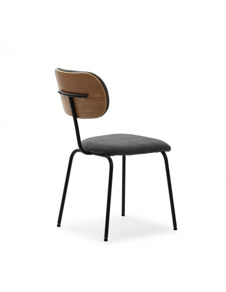 Silla de comedor estilo industrial DASH, tejido y metal negro