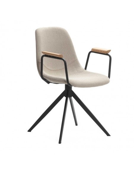 Silla con brazos giratoria TALI, tejido y metal negro