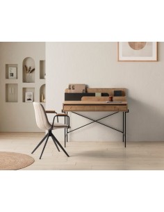 Silla con brazos giratoria TALI, tejido y metal negro 2