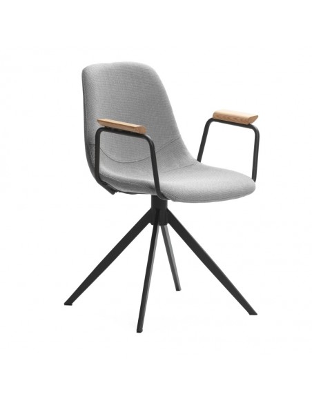 Silla con brazos giratoria TALI, tejido y metal negro