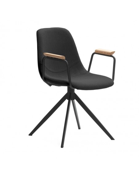 Silla con brazos giratoria TALI, tejido y metal negro