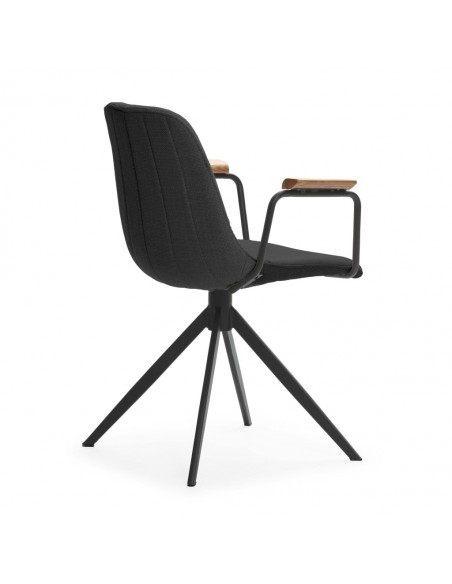 Silla con brazos giratoria TALI, tejido y metal negro