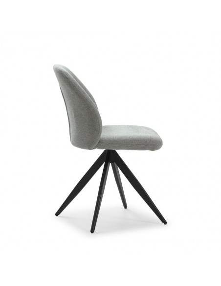 Silla de comedor giratoria TAMARA, tejido y metal negro