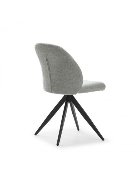 Silla de comedor giratoria TAMARA, tejido y metal negro