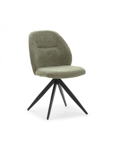 Silla de comedor giratoria TAMARA, tejido y metal negro