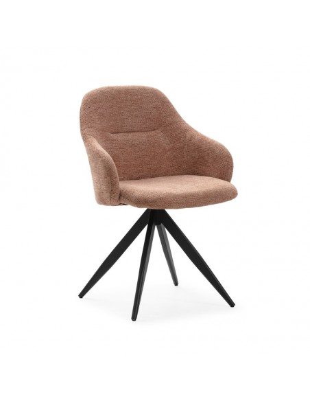 Cadeira giratória TAMARA com braços, tecido e metal preto