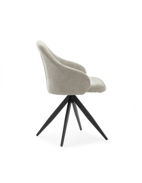 Silla con brazos giratoria TAMARA, tejido y metal negro