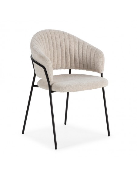 Silla con brazos LETICIA, metal negro, tapizado en tejido