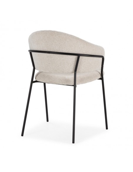 Silla con brazos LETICIA, metal negro, tapizado en tejido