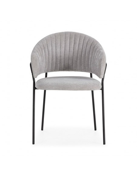 Silla con brazos LETICIA, metal negro, tapizado en tejido