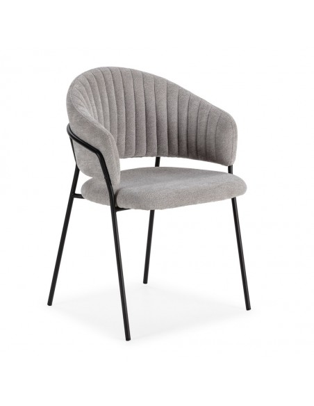 Silla con brazos LETICIA, metal negro, tapizado en tejido