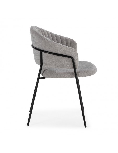 Silla con brazos LETICIA, metal negro, tapizado en tejido