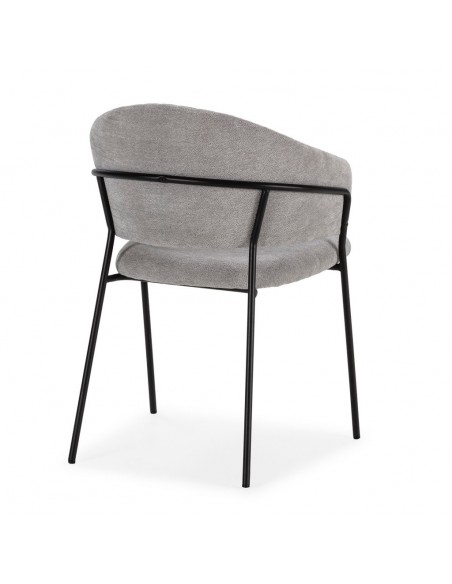 Silla con brazos LETICIA, metal negro, tapizado en tejido