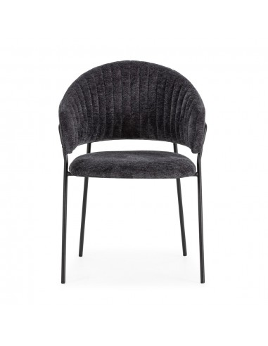 Silla con brazos LETICIA, metal negro, tapizado...