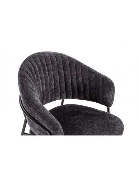 Silla con brazos LETICIA, metal negro, tapizado en tejido