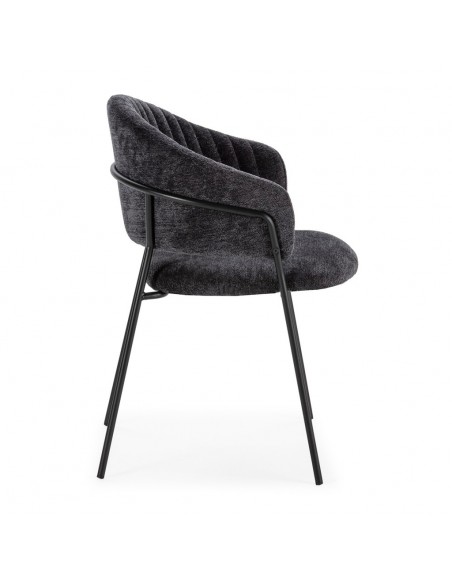 Silla con brazos LETICIA, metal negro, tapizado en tejido