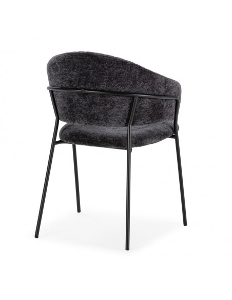 Silla con brazos LETICIA, metal negro, tapizado en tejido