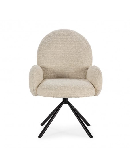 Sillón giratorio de diseño DARIO, tejido borreguito y metal negro