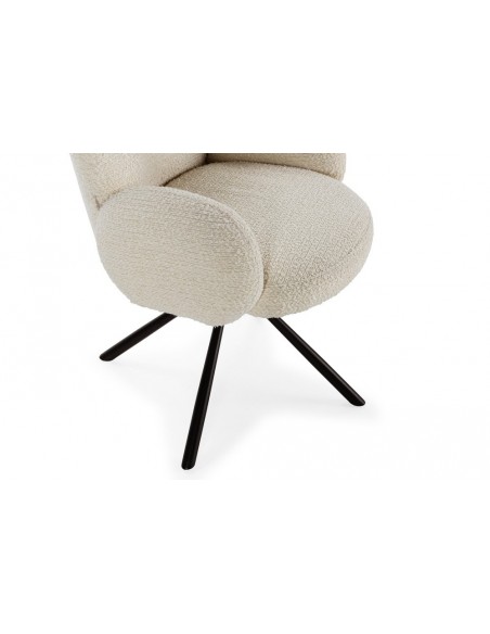 Sillón giratorio de diseño DARIO, tejido borreguito y metal negro