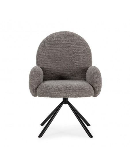 Poltrona giratória design DARIO, pelo efeito cordeiro e metal preto