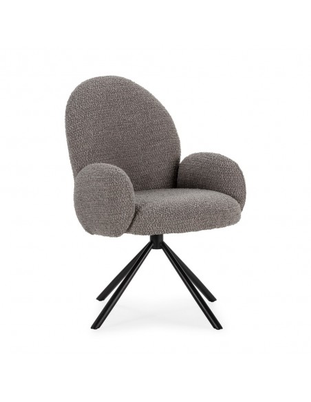 Sillón giratorio de diseño DARIO, tejido borreguito y metal negro