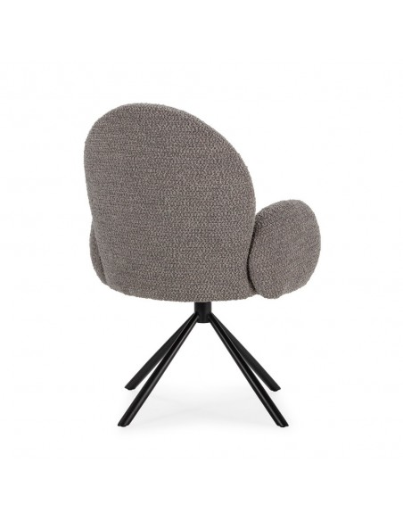 Poltrona giratória design DARIO, pelo efeito cordeiro e metal preto