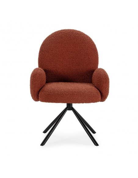 Sillón giratorio de diseño DARIO, tejido borreguito y metal negro