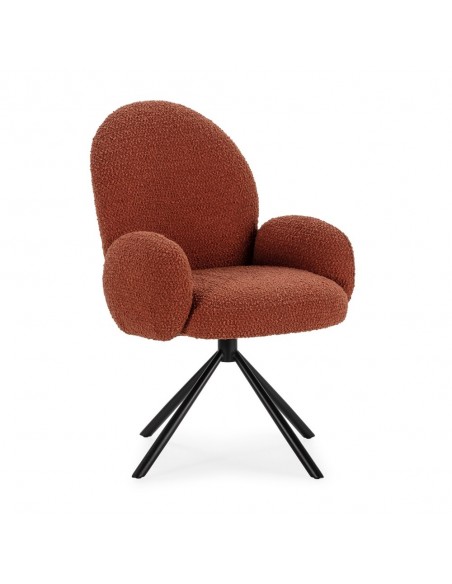 Poltrona giratória design DARIO, pelo efeito cordeiro e metal preto