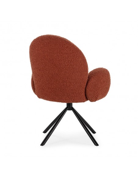 Poltrona giratória design DARIO, pelo efeito cordeiro e metal preto