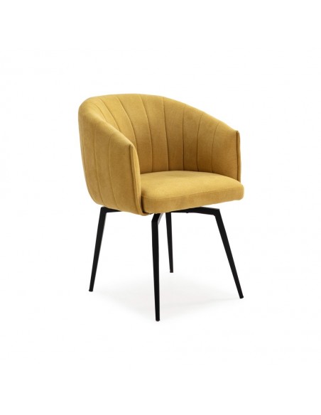 Silla con brazos giratoria ENKA en tejido y metal negro