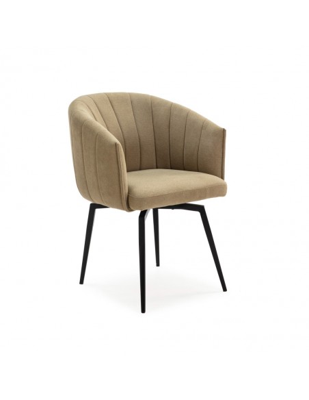 Silla con brazos giratoria ENKA en tejido y metal negro