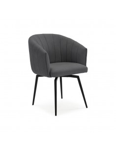 Silla con brazos giratoria ENKA en tejido y metal negro 2