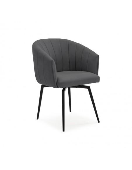 Silla con brazos giratoria ENKA en tejido y metal negro