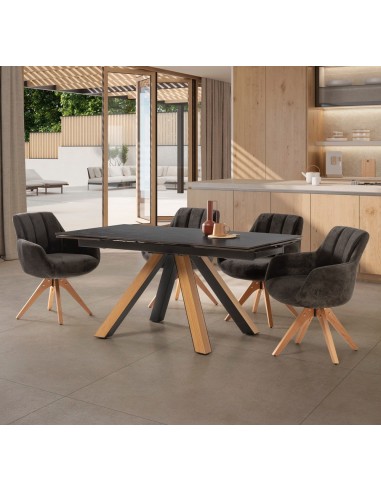 Silla giratoria con brazos LEIRE, tejido en...