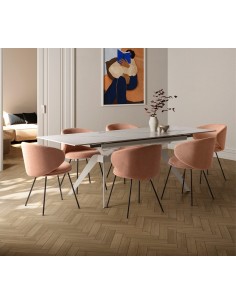 Cadeira design RUSH em tecido e pernas de metal preto 2